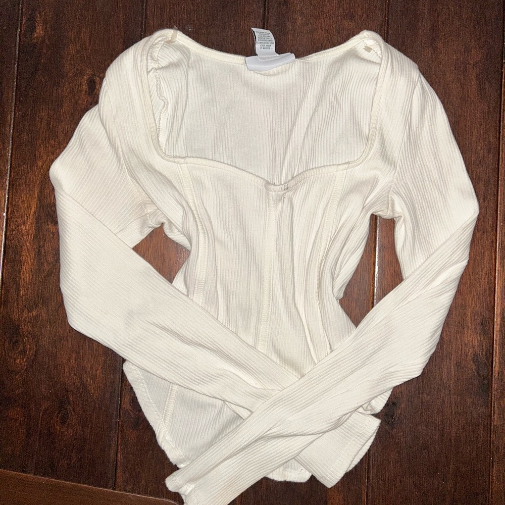 Brandy Melville White Ribbed Corset Top